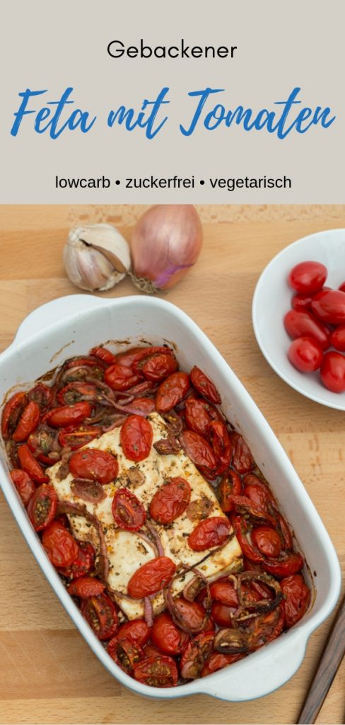 Pinterestbild zum Rezept Gebackener Feta mit Tomaten