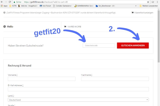 GetFit Fitness Warenkorb