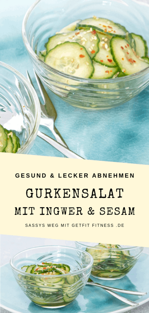 Pinterestbild zum Rezept Gurkensalat mit Ingwer und Sesam