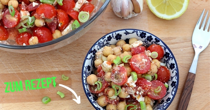 Kichererbsensalat mit Tomaten und Feta - Leichter Abnehmen mit Sassy