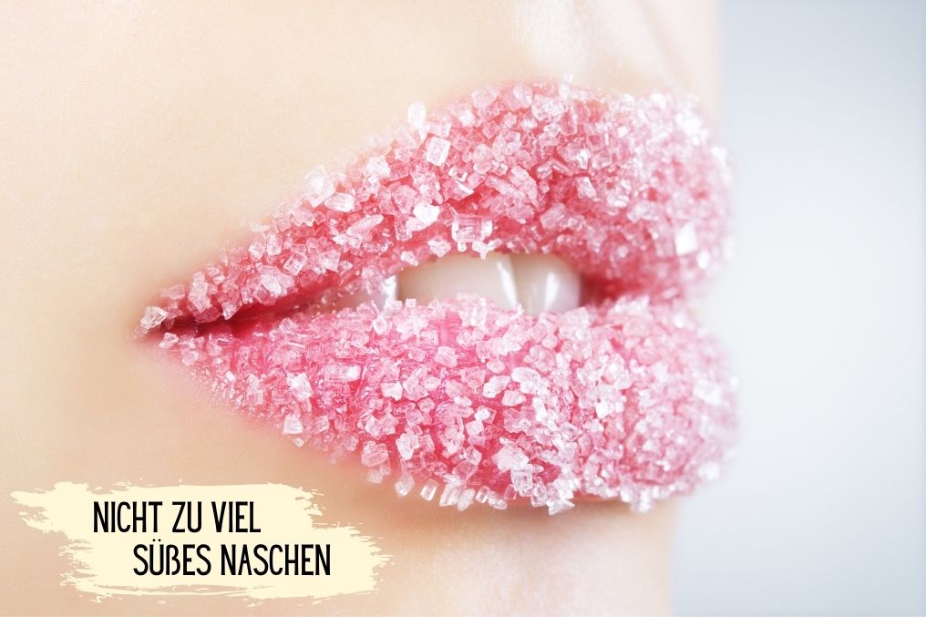 Lippen mit Zucker benetzt